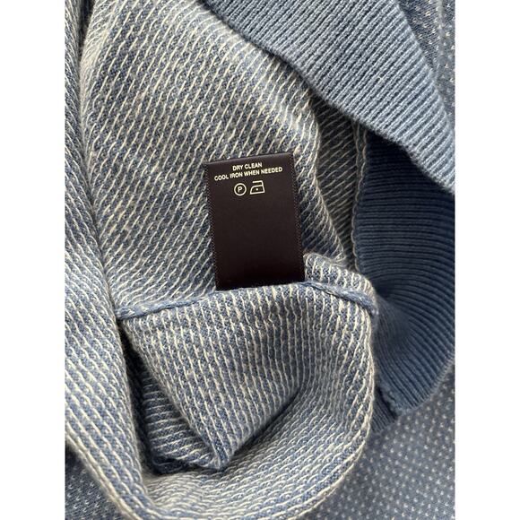 Lincs Cashmere Blend Sweater Men XL Blue High Neck 1/4 Zipper Dots Cozy Stretch - Picture 8 of 12